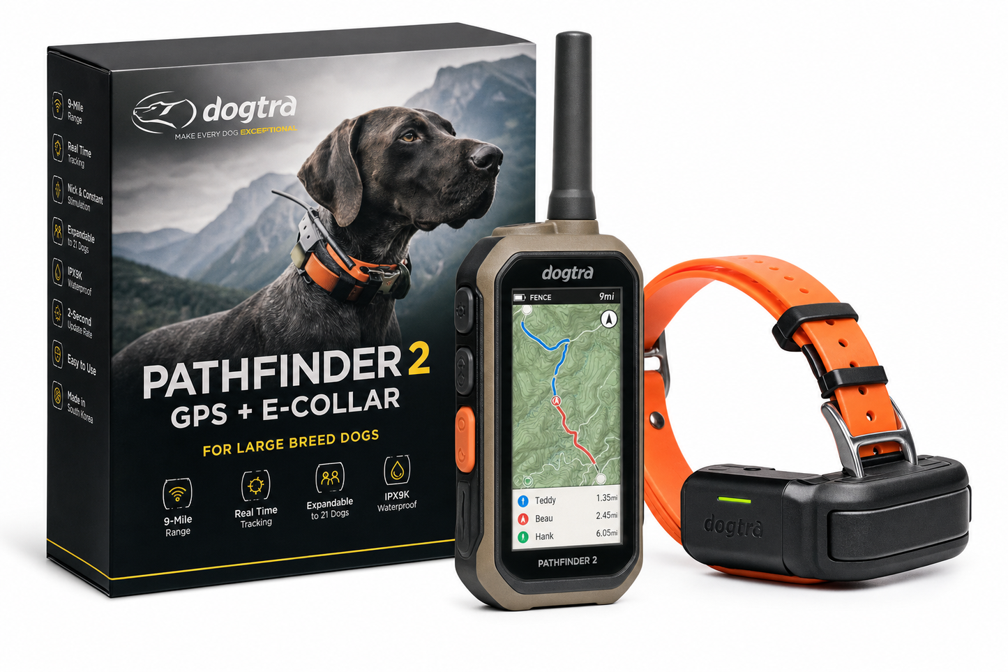 Dogtra Pathfinder 2 GPS + E-Collar for Large Dogs — for Large Breeds — German Shepherd, Labrador, Bernese Mountain Dog