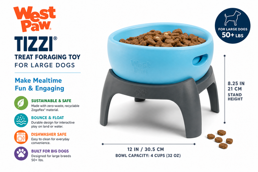 West Paw Tizzi Treat Foraging Toy — Large — for Large Breeds — Great Dane, Mastiff, Labrador
