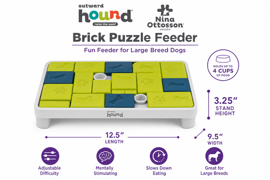 Outward Hound Nina Ottosson Brick Puzzle Feeder — for Large Breeds — Great Dane, Mastiff, Labrador