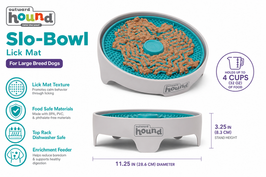 Outward Hound Slo-Bowl Lick Mat — Enrichment XL — for Large Breeds — Great Dane, Mastiff, Labrador