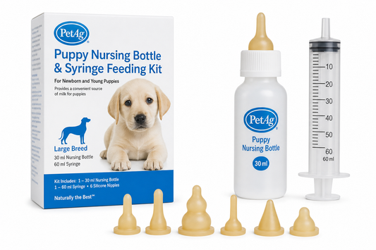 PetAg Puppy Nursing Bottle & Syringe Feeding Kit — for Large Breed Dogs — Great Dane, Mastiff, Rottweiler
