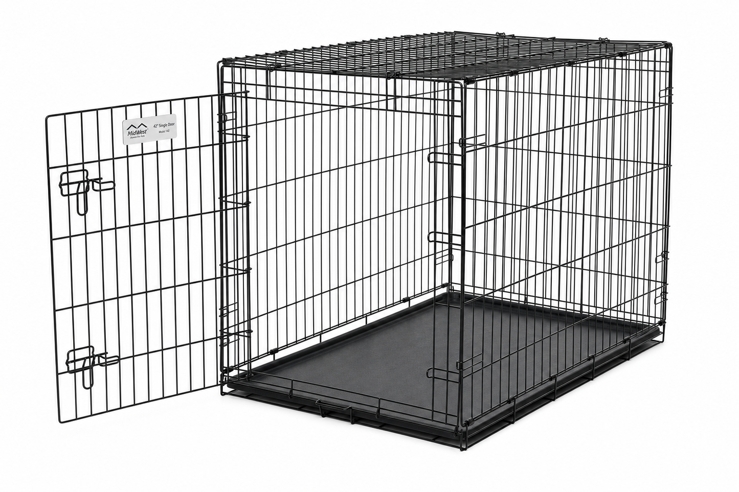 MidWest Single-Door 42-Inch Folding Dog Crate — for Large Breeds — Great Dane, Mastiff, German Shepherd