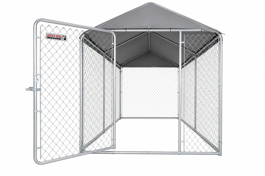 Lucky Dog 5×10 Galvanized Chain Link Outdoor Kennel — for Large Breeds — Great Dane, Mastiff, German Shepherd
