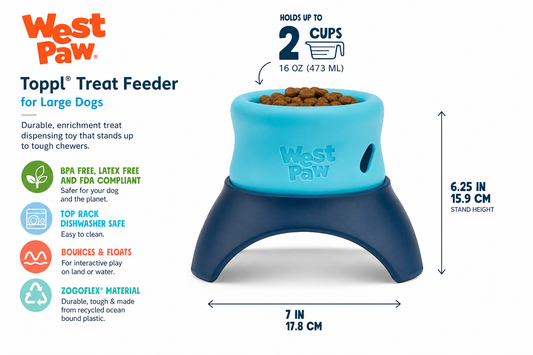 West Paw Toppl Treat Feeder — Large Breed Size — for Large Breeds — Great Dane, Mastiff, Labrador