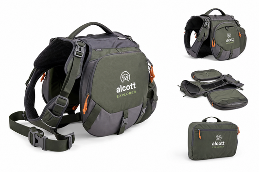 Alcott Explorer Dog Backpack — Collapsible Trail — for Large Breeds — German Shepherd, Labrador, Bernese Mountain Dog