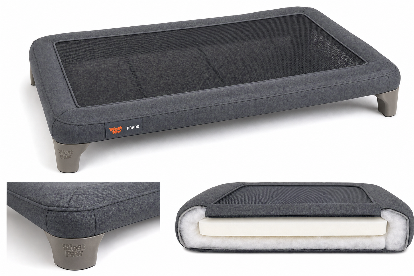 West Paw Prado Elevated Dog Cot — Breathable Mesh — for Large Breeds — Great Dane, Mastiff, Bernese Mountain Dog